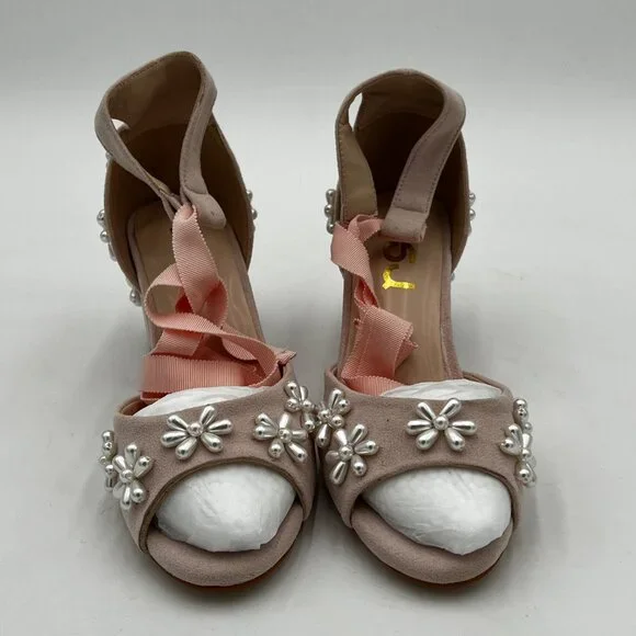 Women Chunky pear Block High Heel Peep Open Toe Sandals Ankle Strap Wedding Cute - Picture 3 of 5